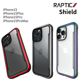 RAPTIC Shield for iPhone15 15Plus 15Pro 15ProMax ケース 耐衝撃 米軍 MIL規格 クリア スマホケース 衝撃吸収 傷 保護 薄型 アルミ フレーム 透明 3眼 2眼 おしゃれ かっこいい ブラック クリア 6.1インチ 6.7インチ 高級感 ラプチック