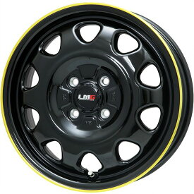 【取付対象】155/80R14 スタッドレスタイヤ ホイール4本セット プロボックス/サクシード(160系) BRIDGESTONE ブリザック VL1 88/86N LEHRMEISTER LMG OFF-STYLE(グロスブラック/イエローリム) 14インチ【送料無料】