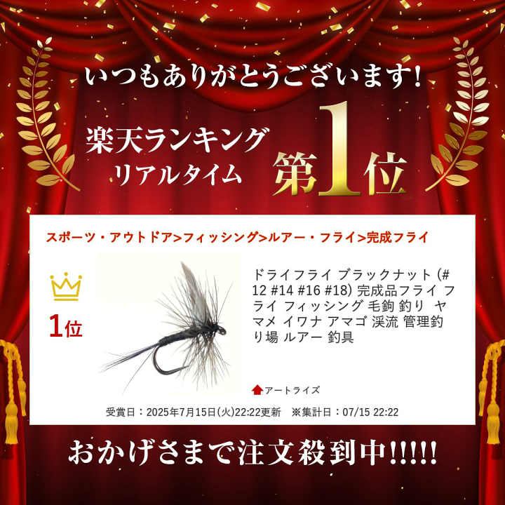 楽天市場】ドライフライ ブラックナット (#12 #14 #16 #18) 完成品