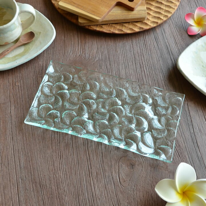 楽天市場】アジアン 雑貨 バリ ガラスプレート 23cm×12cm 長方形