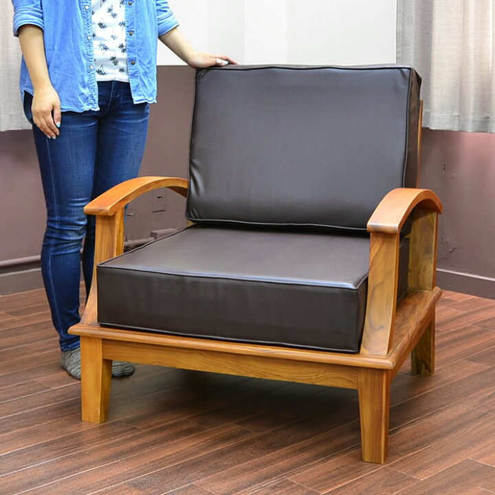 楽天市場】アジアン 家具 チーク×合皮 1人掛けソファ アジアン 家具 