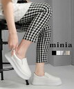 【 お買い物マラソンSALE!! 】送料無料 トラックソールスリッポン 4cm厚底 minia ◇ スニーカー スリッポン スポーティ ストリート 古着 ガーリー ランニング 厚底 フラット ぺたんこ レディース シューズ 靴 仕事 通勤 運動 通学