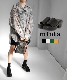 【お買い物マラソンSALE!!】チャンキーミュール 7cm厚底ヒール minia ◇ サンダル サボ ミュール スライドサンダル 厚底 プラットフォーム ウェッジ 一体底 脚長 美脚 レディース シューズ 靴