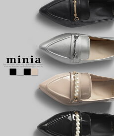 【 楽天イーグルス感謝祭 SALE!! 】送料無料 ローファー パンプス ポインテッドパンプス フラットパンプス ビットローファー ローヒール ぺたんこ フラットシューズ レディース シューズ 靴 minia ミニア // モチーフポインテッドシューズ