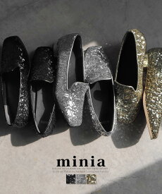 【 楽天イーグルス感謝祭 SALE!! 】送料無料 スパンコールオペラシューズ 2cmヒール minia ◇ オペラシューズ スリッポン フラットパンプス ぺたんこシューズ レディース シューズ 靴