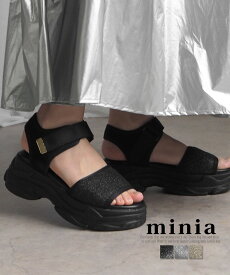 【 楽天イーグルス感謝祭 SALE!! 】送料無料 サンダル 厚底サンダル スポーツサンダル スポサン コンフォートサンダル ストラップサンダル プラットフォーム 5cmヒール 脱げない 履きやすい 歩きやすい 美脚 脚長 minia ミニア ◇ ラメスポサン