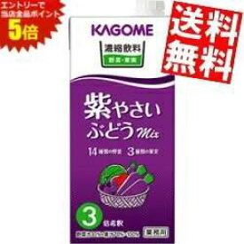 マラソン期間中はエントリーで全品ポイント5倍!【送料無料】カゴメ 濃縮飲料 紫やさい・ぶどうミックス 3倍濃縮タイプ 1000ml紙パック 6本入 野菜ジュース 【3倍濃縮で1杯当たり60ml使用時、なんと1本当たり約16杯相当。6本入りなので96杯相当に★】