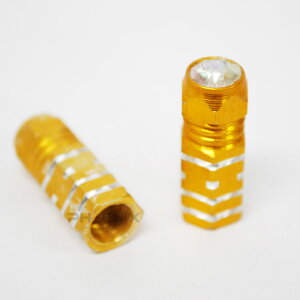 エアバルブ エアーバルブ キャップ アルミ 削り出し 2個 セット 軽量 汎用 スワロフスキー 調 クリスタル 金 バイク 車 ATV モンキー ユニーク おしゃれ Q01