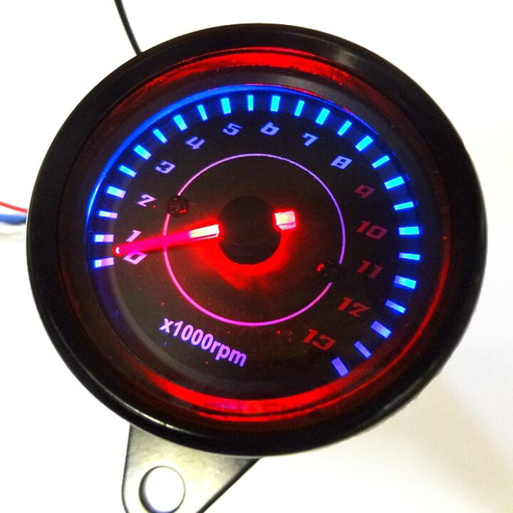楽天市場 Led タコメーター バイク 汎用 12v 電気式 配線説明有り Ape モンキー ゴリラ Dax Gsx250 Atv シャリー ダックス など 黒 オートパーツ フェニックス