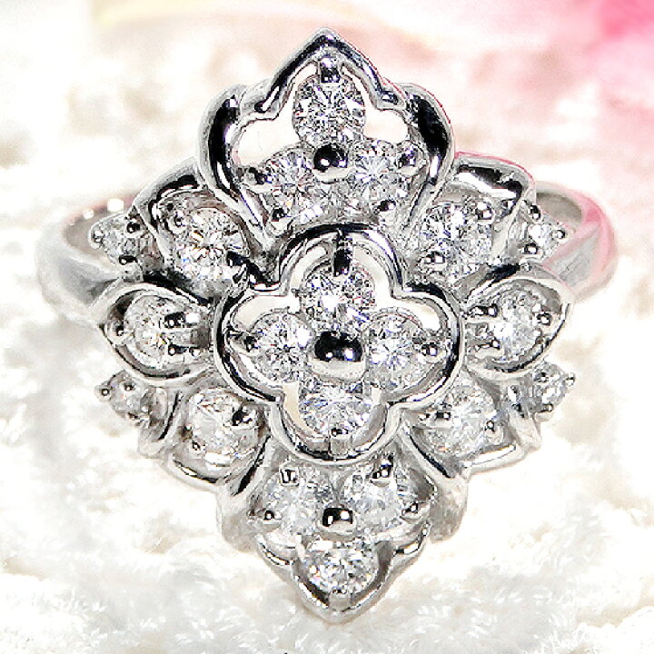 楽天市場】Pt900【1.0ct】フラワー ダイヤモンド リング【送料無料 