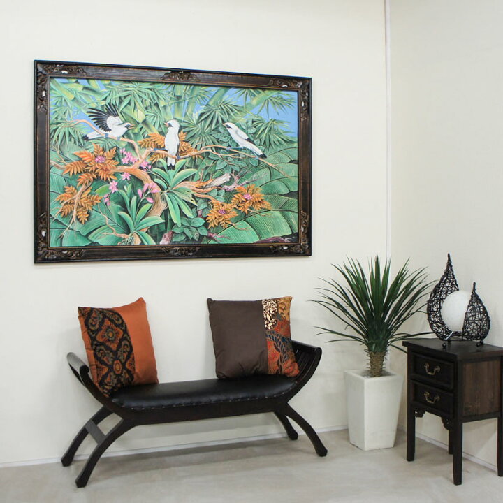 楽天市場】バリ絵画 特大熱帯花鳥 額付 149×99cm PA-006H-5 