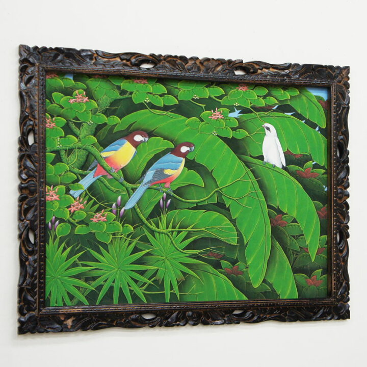 楽天市場】【送料無料！】バリ絵画 熱帯花鳥（PA-015-23）90×70cm 