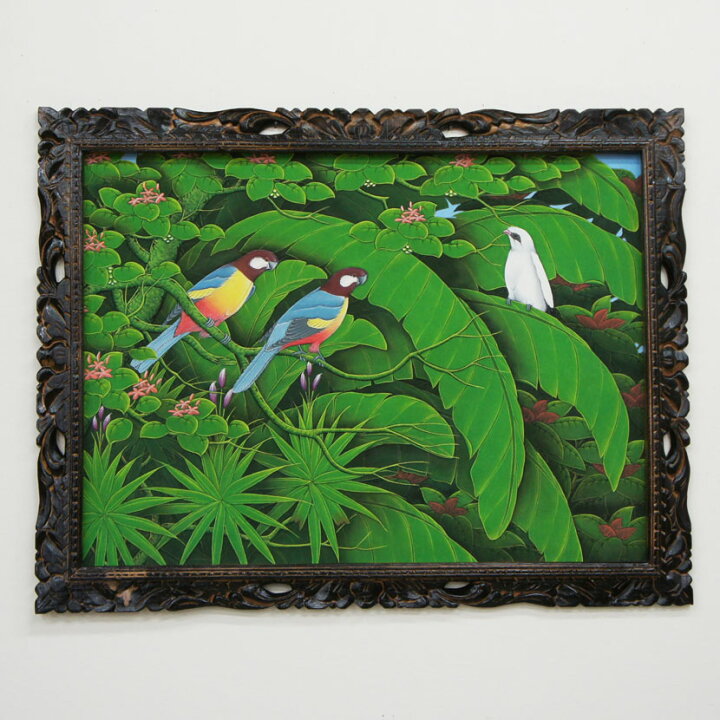 楽天市場】【送料無料！】バリ絵画 熱帯花鳥（PA-015-23）90×70cm 