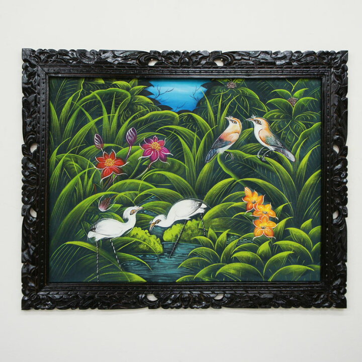 楽天市場】【送料無料！】バリ絵画 熱帯花鳥（PA-019-149）94×74cm 
