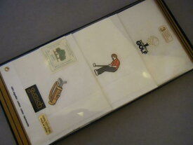ポケットチーフシルクチーフメンズ紳士用スペイン製Guasch刺繍入りコットンチーフ三枚組ゴルフC002