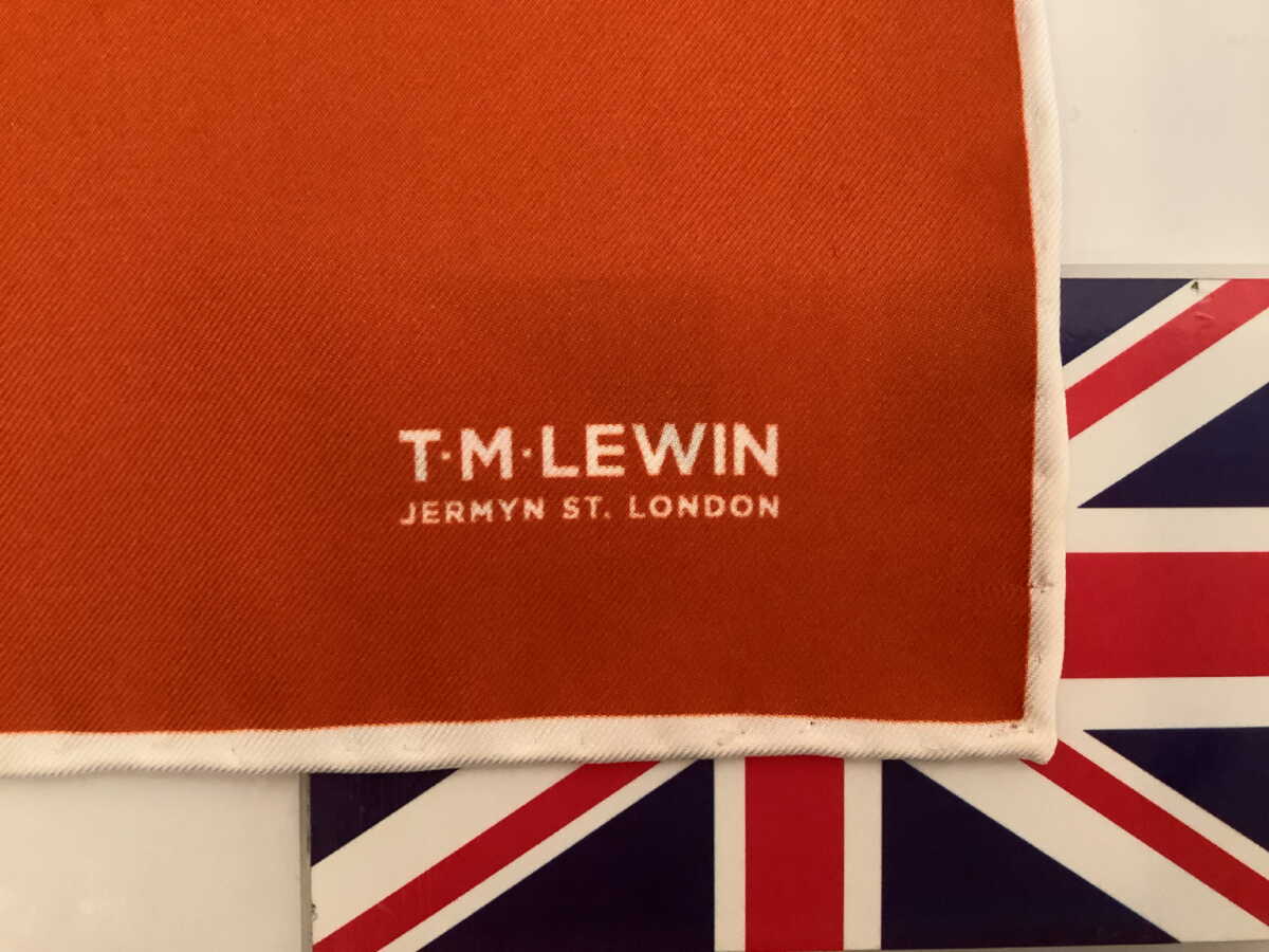 シルク100% ポケットチーフ英国TMLewin ポケットチーフ 英国 TMLewin 引き出物 オレンジ 大判シルクチーフ ORSST  ティーエムルーイン C007