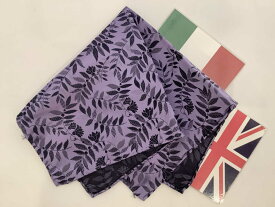 イタリー製ポケットチーフ 英国ドゥシャン Duchampシルクウーヴェン織物紫花模様　C246