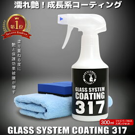 コーティング剤 車 コーティング剤 317（300mlクロス スポンジ付き）ランキング ガラス系コーティング剤 撥水 ガラスコーティング バイク 洗車 耐久 紫外線 UV ツヤ 艶 保護 艶出し濡れ艶 オーバーコート 超撥水 洗車 ワックス 簡単 メンテナンス 日本製 送料無料
