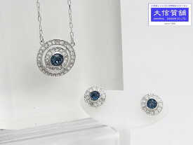 SWAROVSKI スワロフスキー ネックレス ピアス セット 5166045 ATTRACT BLUE LIGHT DUAL アトラクトブルーライトジュール 中古B【中古】【大信質舗】【質屋出店】管理番号：C-7231