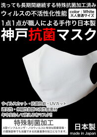 洗える 布 マスク 日本製 3枚入り 抗菌マスク 洗っても長期間抗菌継続 医療機関にも 制菌 インフルエンザ ウィルス不活性化 特殊加工 白 ホワイト メンズ レディース 洗えるマスク 大人 立体マスク 神戸工場製造 ふつうサイズ UVカット 通気性