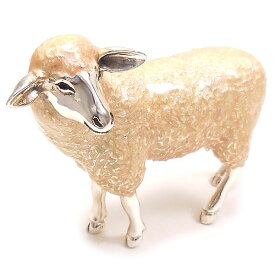 置き物 オブジェ シルバー925 羊 ヒツジ 大 エナメル彩色 イタリア製 サツルノ インポート