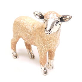 置き物 オブジェ シルバー925 羊 ヒツジ 小 エナメル彩色 イタリア製 サツルノ インポート