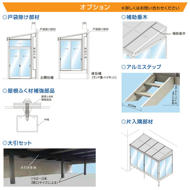 楽天市場】テラス囲いフラット屋根タイプ間口3.0間5460mm×出幅7尺 