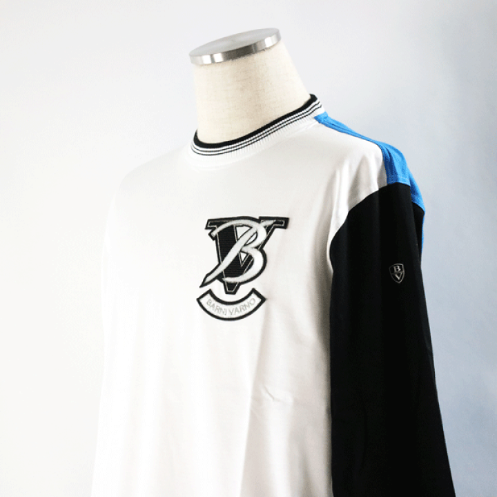 美品 BARNI VARNO 長袖Tシャツ L ホワイト/ブラック 楽天市場】バーニヴァーノ長袖Tシャツ M-Lサイズ bss-ntn5036 LT ロゴ