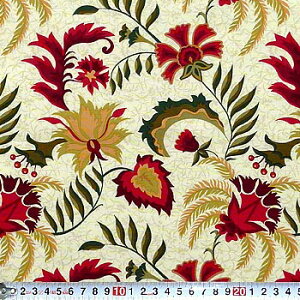 図案化した赤いお花 110*95 BQ-1610 コットンプリント生地
