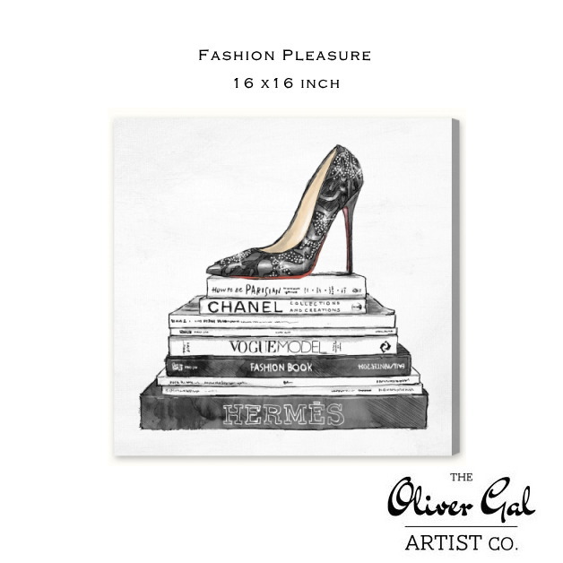 【OliverGal】オリバー・ガル　アート　絵画　インテリア雑貨　シャネル・エルメスbook ブラックヒールデザイン　黒　Fashion  Pleasure　19537　16×16インチ　オリバーガル | Ｆｆａｃｔｏｒｙ