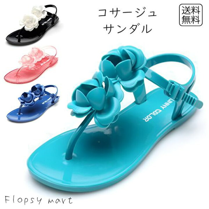 楽天市場】レディース靴 ビーチサンダル サンダル お花 夏 レディース 