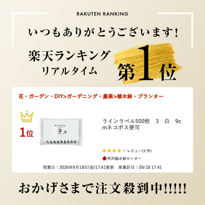 楽天市場】ラインラベル500枚 3 白 9cm ネコポス便可 : 所沢植木鉢センター