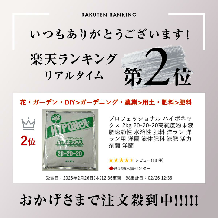 楽天市場】プロフェッショナル ハイポネックス 2kg 20-20-20高純度粉末