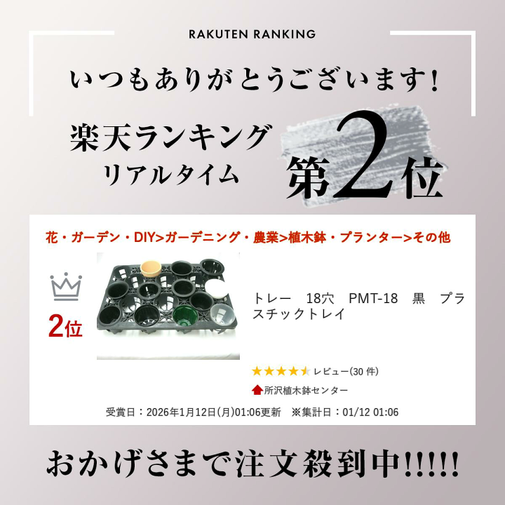 楽天市場】トレー 18穴 PMT-18 黒 プラスチックトレイ : 所沢植木鉢