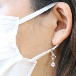 送料無料 マスクチャーム マスクアクセサリー しずく ティアドロップ 枠あり キュービックジルコニア マスク ネックレス 2WAY マスクなくさない マスクホルダー マスク アクセサリー ステー