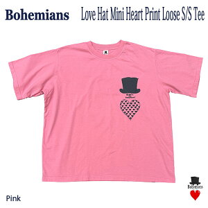 BOHEMIANS LOVE HAT MINI HEART PRINT S/S LOOSE TEE PINK {w~AY unbg~jn[g vg [YTVc jZbNX {
