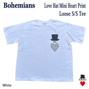 BOHEMIANS LOVE HAT MINI HEART PRINT S/S LOOSE TEE WHITE ���u�n�b�g �~�j�n�[�g �v�����g �������[�YT�V���c ���j�Z�b�N�X ���{��