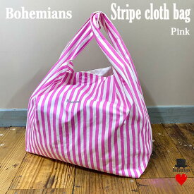 STRIPE CLOTH BAG Pink ストライプ クロスバッグ ピンク ショッピング エコバック BOHEMIANS ボヘミアンズ 日本製