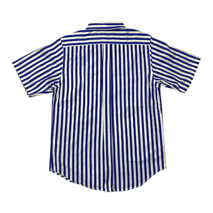 楽天市場】STRIPE BUTTON DOWN SHORT SLEEVE SHIRTS BLUE ストライプ 