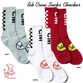 Rib Crew Socks Checker リブクローソックス チェッカー 全3色 靴下 フリーサイズ COOKMAN クックマン アメリカ 西海岸