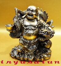 銅製開運祥龍布袋様像
