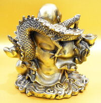 銅製開運祥龍布袋様像