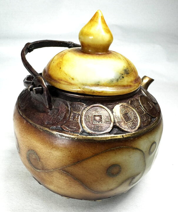 楽天市場】【送料無料】時代物 古玉刳り貫き急須約1.4kg茶壺 伝世品 