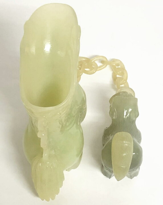 楽天市場】【送料無料】天然青白和田玉約830g貔貅親子同心手彫り 一つ 
