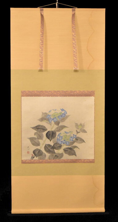 楽天市場】【送料無料】柴田光子 紫陽花 手巻き画絵巻共箱 在銘 紙本  