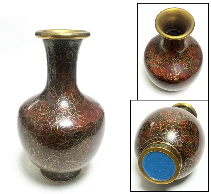 楽天市場】【送料無料】琺琅彩 七宝花紋瓶七宝焼 一輪生 銅製時代物 唐  