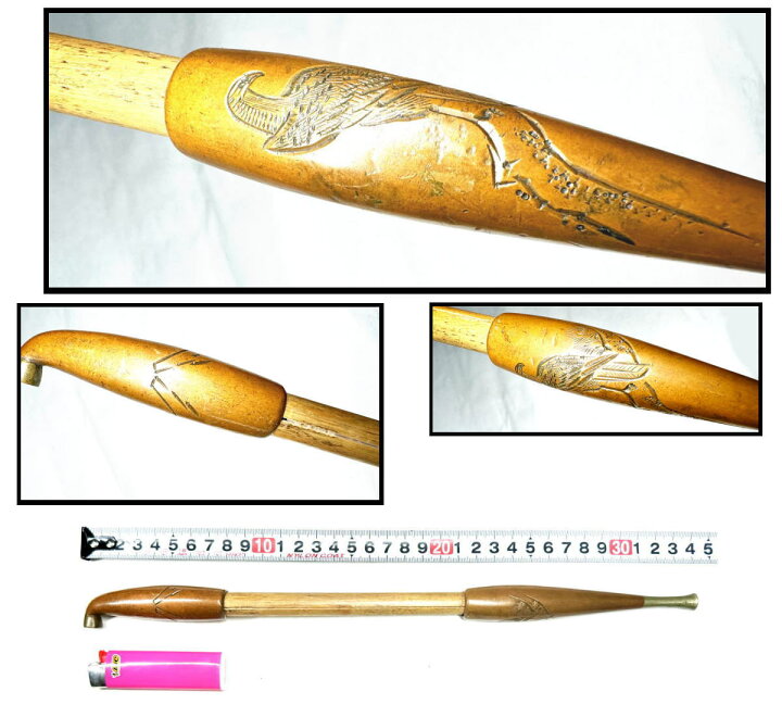 楽天市場】【送料無料】極太 鷹文彫刻キセル 大型 煙管約長辺33.5cm 