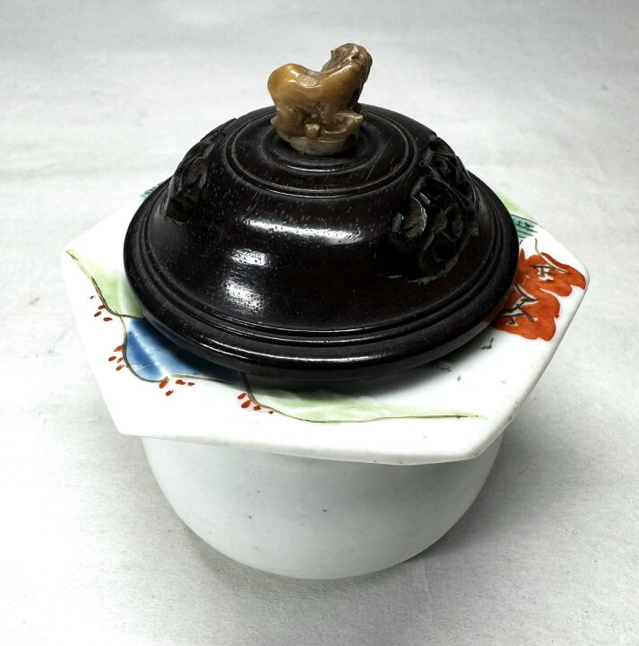 楽天市場】【送料無料】清 同治時代 粉彩山水紋小壷紫檀唐木透かし唐草 