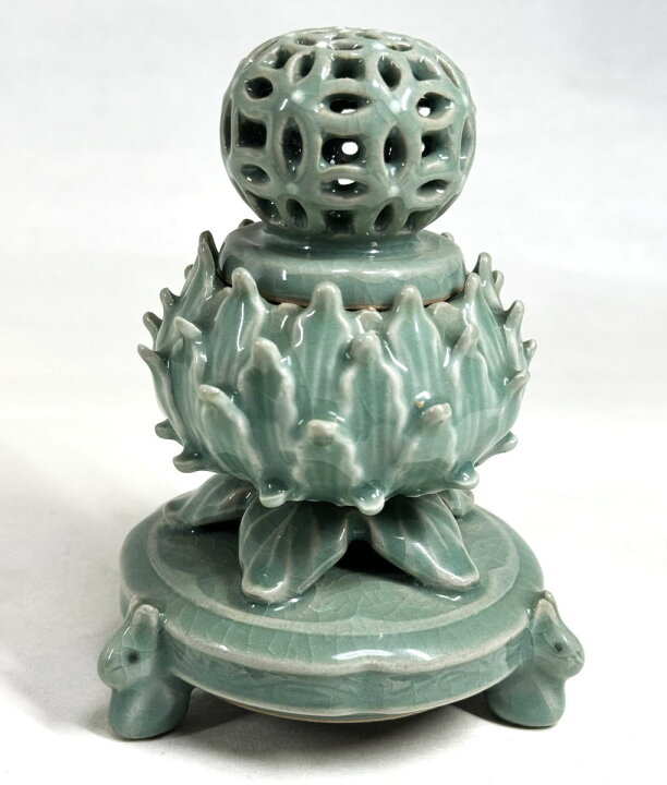 楽天市場】【送料無料】高麗青磁 壽安窯 張英安作（保証）透彫七宝蓋 