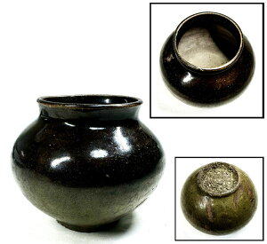 【送料無料】李朝初期 黒高麗壷 黒釉李朝 壷 伝世品焼物 骨董古玩 朝鮮古美術 古道具細密細工 (旧家蔵出し) 威龍彩雲通販